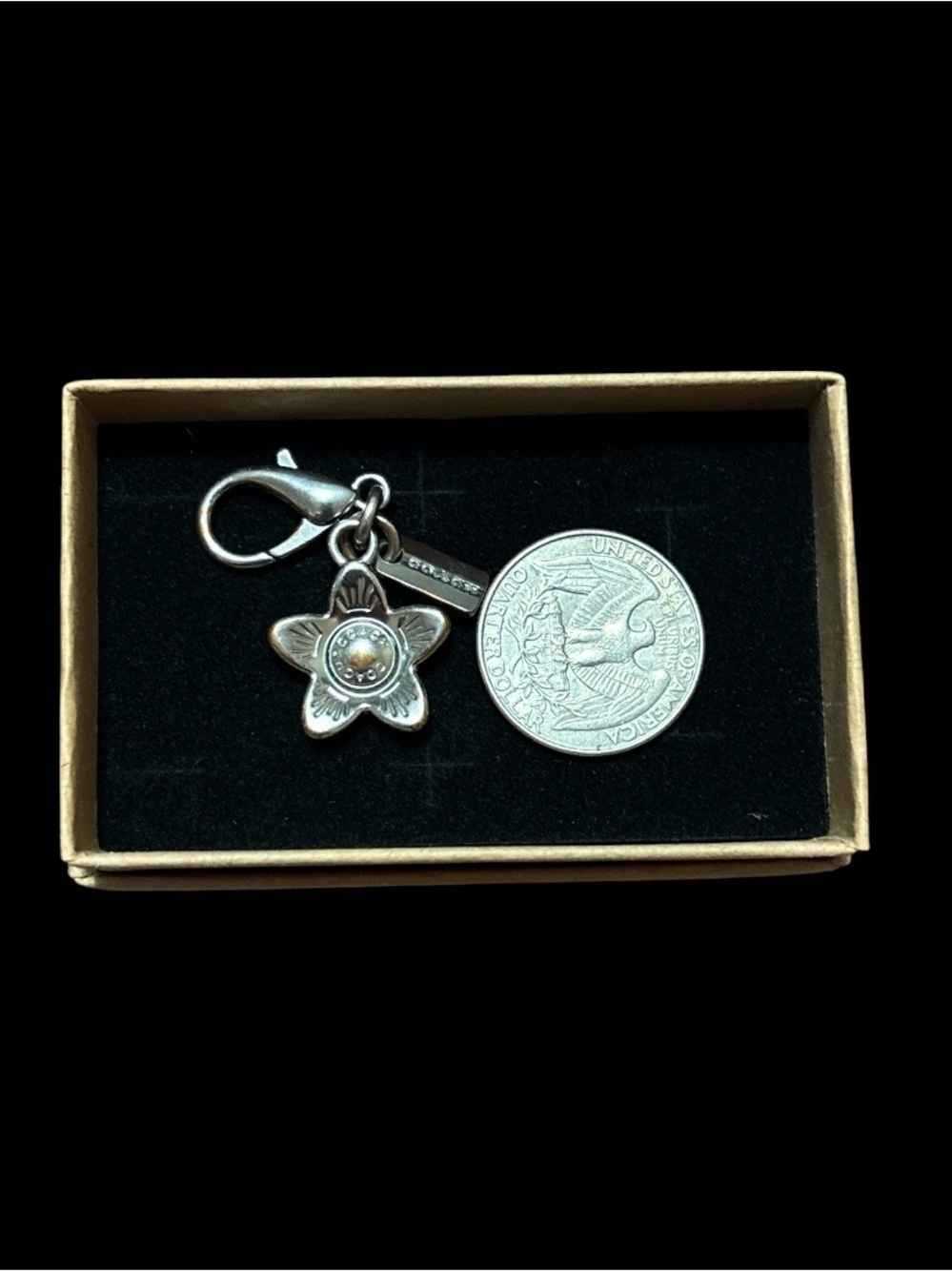 Coach Silver Flower Charm Keyring with Lobster Clasp